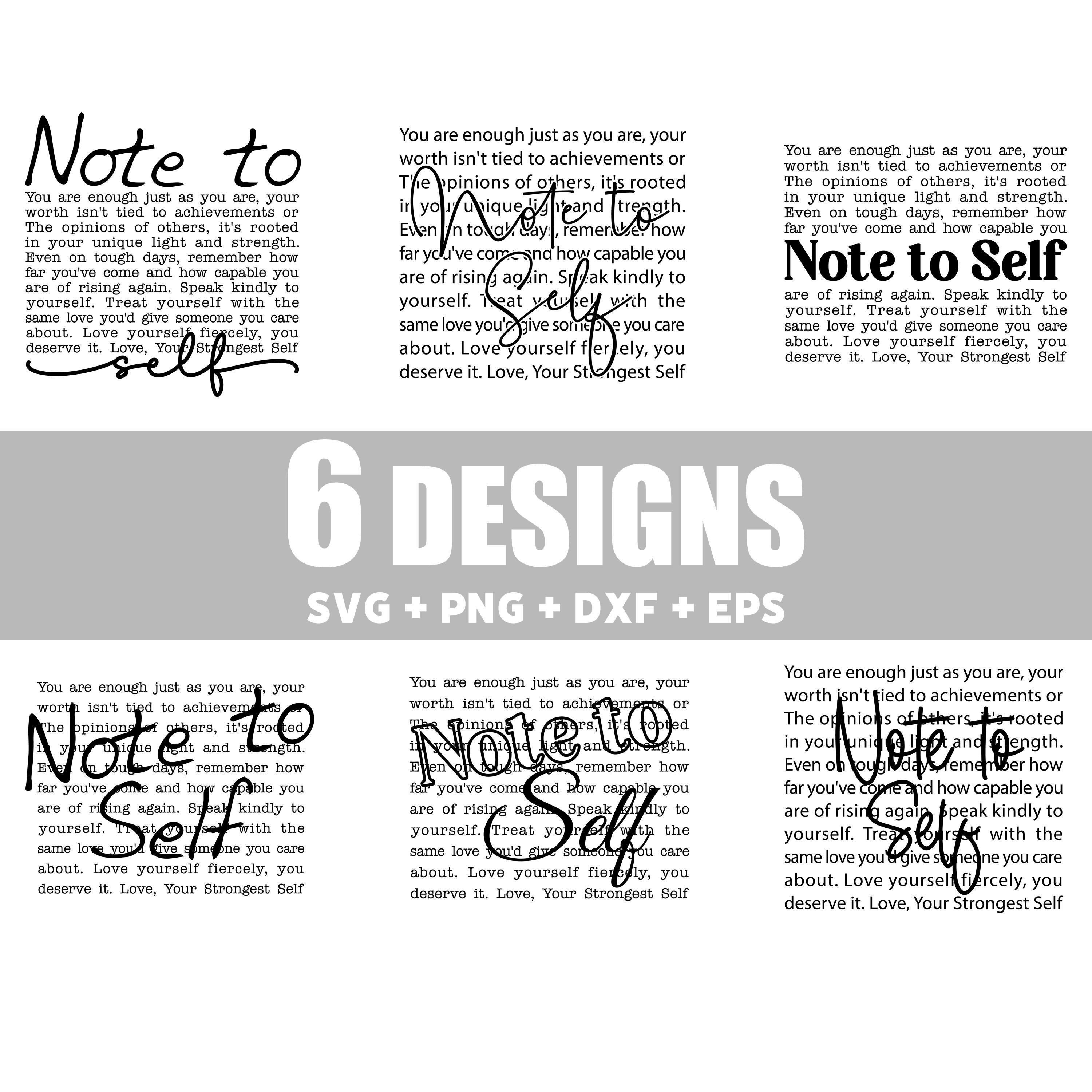 Motivational Quotes SVG PNG Bundle: Note To Self (Digital Files)
