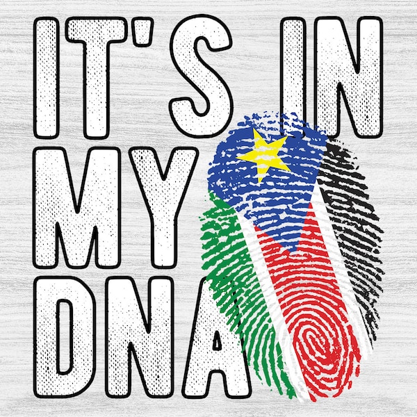 It's in my DNA South Sudan Flag Fingerprint PNG Sublimation design download for shirts, Mugs, Print-on-demand PNG, Digital download