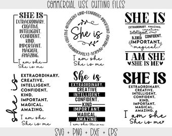 She is me SVG Bundle, Postive quotes Svg, Woman affirmation Svg, Motivational Svg bundle, Strong woman SVG, She is strong Svg, Png, Dxf, Eps