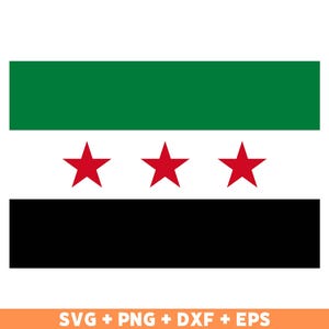 Bandera de Siria SVG Colores originales, Bandera de Siria Png, Uso comercial para impresión bajo demanda, Archivos de corte para Cricut, Archivos de corte para silueta SVG, Png