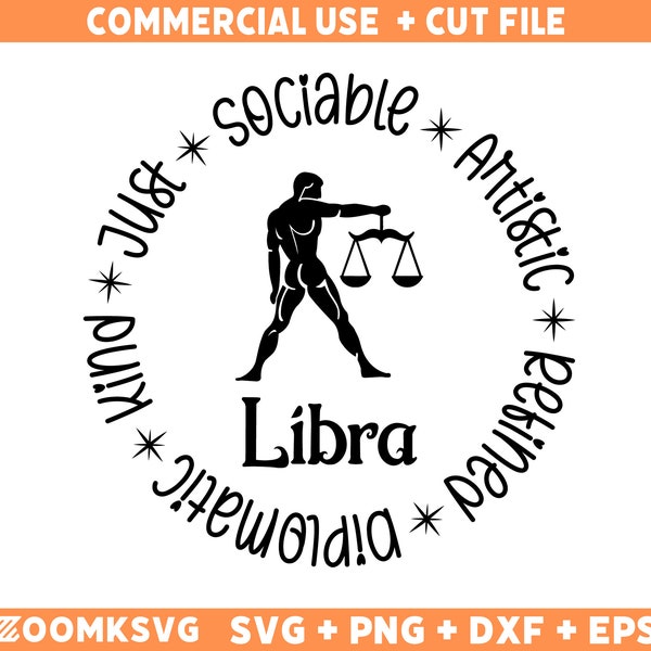 Libra SVG, Zodiac SVG, Zodiac Signs Clipart SVG, Gift For Libra Png, Horoscope Gift Svg Cricut Cut Files, Silhouette Cameo Dxf