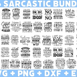 46 Sarcastic SVG Bundle, Funny SVG bundle, Sarcasm SVG bundle, Sassy Svg quotes shirts, Funny mom gift, Funny mom Png, Silhouette, Cricut image 1