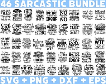 Sarcastic SVG Bundle: Funny Mom Quotes, Sassy Shirt Designs (Digital Download)