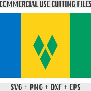 Bandiera di Saint Vincent e Grenadine SVG, Bandiera di Saint Vincent e Grenadine Png Uso commerciale per la stampa su richiesta File di taglio per Cricut
