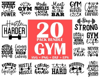 Gym Motivation SVG Bundle: Workout Fitness Designs (Digital Files)
