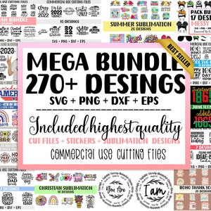 Mega bundle SVG, PNG, DXF, Christian Bundle, Summer bundle, Boho Digital thank you stickers, Dxf files for Silhouettes, Cut files for Cricut