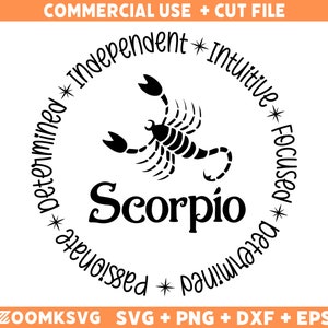 Escorpião SVG, Zodíaco SVG, Signos Do Zodíaco Clipart SVG, Presente Para Escorpião Png, Horóscopo Presente Svg Cricut Arquivos De Corte, Silhueta Cameo Dxf