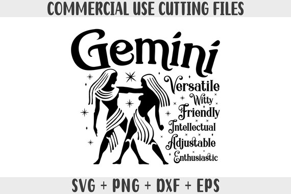 Gemini Zodiac SVG Clipart: Horoscope Gift, Cricut Cut Files ...