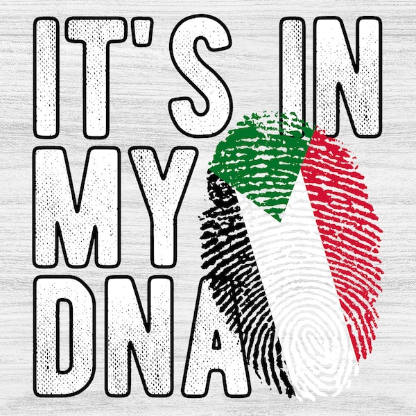 It's in my DNA Sudan Flag Fingerprint PNG Sublimation design download for shirts, Mugs, Print-on-demand PNG, Digital download