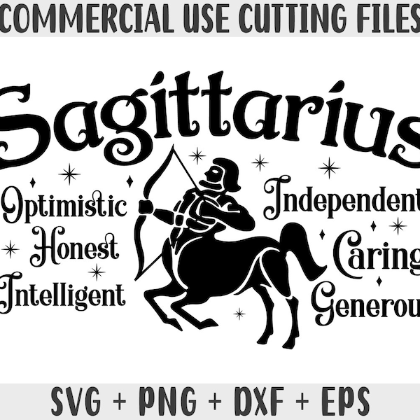 Sagittarius SVG, Zodiac SVG, Zodiac Signs Clipart SVG, Gift For Sagittarius Png, Horoscope Gift Svg Cricut Cut Files, Silhouette Cameo Dxf