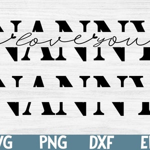 Nounou SVG, svg grand-mère, nounou split nom cadre svg, svg grand-mère, nounou coupe fichier, fête des mères SVG, nounou cricut silhouette svg couper fichier