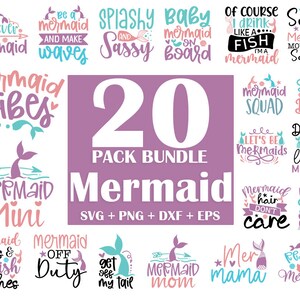 Mermaid SVG Bundle, Mermaid Quotes Svg, Mermaid Svg Cricut, Mermaid Birthday Svg, Mermaid Saying Svg, Mermaid Png, Svg, Dxf, Eps