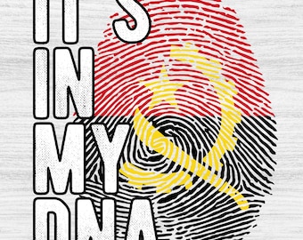 Huella dactilar de la bandera de Angola PNG: Está en mi ADN, diseño de sublimación (descarga digital)