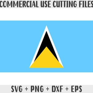 セントルシア国旗 SVG オリジナルカラー、セントルシア国旗 PNG、オンデマンド印刷用の商用利用、Cricut 用カットファイル、シルエット用カットファイル