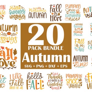 Autumn SVG Bundle: Fall Designs, Thanksgiving, Cricut, Silhouette (20 Files)