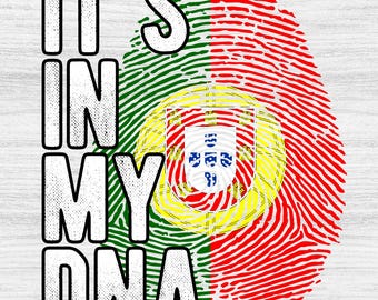 Portugal Png, está en mi ADN Bandera de Portugal Huella digital PNG Diseño de sublimación Descarga para camisetas, tazas, POD Png, Descarga digital