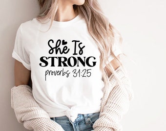 She is strong proverbs svg, bible verse svg, christian svg, religious svg, bible quote svg, svg files for cricut, png, Instant Download