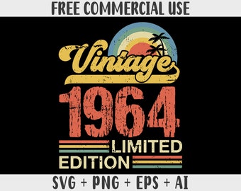 Vintage 1964 60e anniversaire Design rétro (SVG, PNG, EPS, Ai)