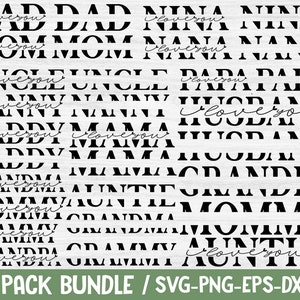 Pai Mãe Papai mamãe mamãe nina nana tio vovô vovó papai marido babá vovó tia dividir nome quadro Svg, Png, Dxf, eu te amo pacote