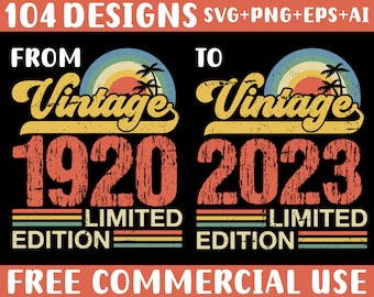 104 Designs Retro vintage limited edition SVG Bundle for t-shirts Mugs Sublimation designs, Circle sunset Distressed PNG, Print on demand