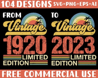 Lot vintage des années SVG : motifs rétro de coucher de soleil (téléchargement numérique)