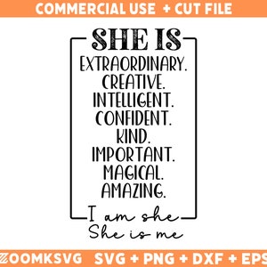 Woman Affirmation SVG: She Is Me, I Am She - Shirt & Mug Design (Digital Files)