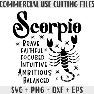 Skorpion SVG, Sternzeichen SVG, Sternzeichen Zeichen Clipart SVG, Geschenk für Skorpion Png, Horoskop Geschenk SVG, Cricut Schnitt, Silhouette Cameo Dxf, Png, SVG