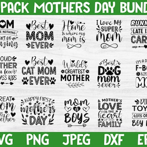 Pacote SVG de Dia das Mães, arquivos SVG de Dia das Mães para Cricut, pacote PNG de Dia das Mães, melhor mãe de todos os tempos SVG, download instantâneo, SVG de mãe, mãe PNG