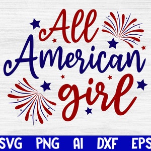 Ragazza americana in formato SVG, Giorno dell'Indipendenza, Download immediato, File di taglio per Cricut, PNG del 4 luglio, SVG, PNG del 4 luglio, America in formato SVG