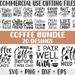 Coffee SVG Bundle: Funny Coffee Quotes, Mug Designs (Digital Files)