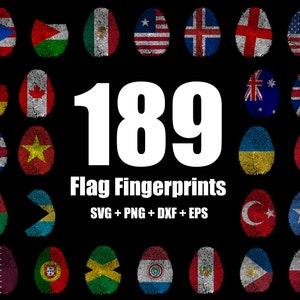 189 modèles drapeau empreintes digitales Svg Bundle, Png, Dxf, Eps, Porto Rico Svg, drapeau de l'Amérique Svg, Clipart, Silhouette Cricut, empreintes digitales svg