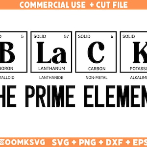 Black The Prime Element SVG, Black history month SVG, Black pride Svg, black periodic table Png, black women SVG, black men png for t-shirts