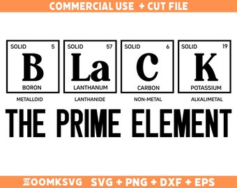 Black The Prime Element SVG, Black history month SVG, Black pride Svg, black periodic table Png, black women SVG, black men png for t-shirts