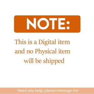 Puede incluir: Una pancarta rectangular naranja con la palabra "NOTE:" en texto blanco. Debajo, el texto dice "This is a Digital item and no Physical item will be shipped."