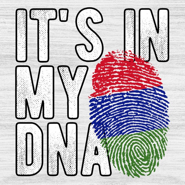 Es ist in meiner DNA Gambia Flagge Fingerabdruck PNG Sublimation Design Download für Shirts, Tassen, Print-on-Demand PNG, digitalen Download