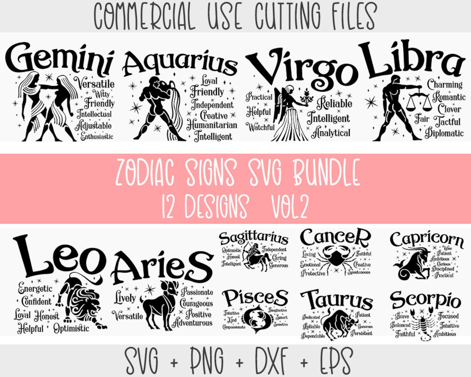 Zodiac Signs SVG Bundle Horoscope SVG Bundle Zodiac Signs Etsy