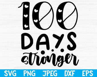 Free Svg, 100 days stronger svg png jpeg dxf eps, 100 days of school, school svg, back to school svg, svg files for cricut, school shirt svg