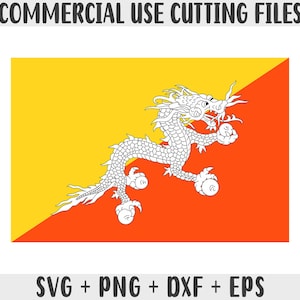 Bhutan Flagge SVG Originalfarben, Bhutan Flagge Png, kommerzielle Nutzung für Print on Demand, Schnittdateien für Cricut, Schnittdateien für Silhouette svg