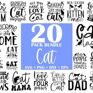Ensemble Svg chat, lot de Svg amoureux des chats, Svg drôle de chat, chat citations Svg, Svg Silhouette de chat, chat Svg Cricut, mug Svg chat, T-shirt Png chat