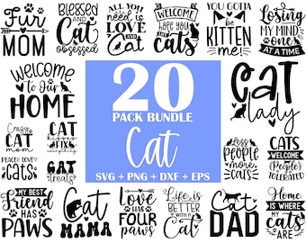 Cat SVG Bundle: Funny Cat Quotes, Silhouette Designs (Digital Download)