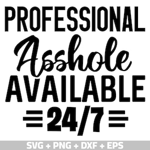 Grappige professionele klootzak 24/7 beschikbaar Svg Png, klootzak Svg, sarcastische Svg, grappige vader Svg, volwassen humor Svg, echtgenoot Svg, onbeleefd Svg, png