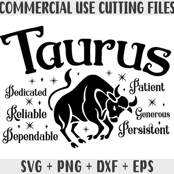 Taurus SVG, Zodiac SVG, Zodiac Signs Clipart SVG, Gift For Taurus Png, Horoscope Gift Svg Cricut Cut Files, Silhouette Cameo Dxf