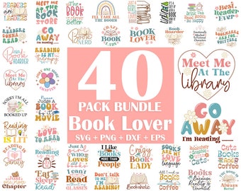Paquete SVG para amantes de los libros: Diseños de lectura (40 archivos)