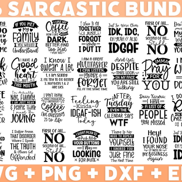 Sarcastic Quotes SVG Bundle: Funny Mom Shirt Designs (Digital Download)