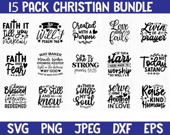 Christian Bundle SVG Png Dxf..., faith it till you make it, created with a purpose, She Is Strong Proverbs svg, serve one another in love