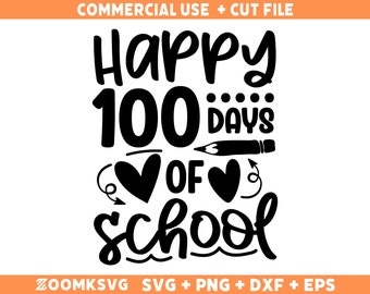 Joyeux 100 jours d'école SVG, professeur Svg, retour à l'école svg, chemise d'école svg 100 jours d'école png, garçon svg, fille svg, école svg crayon