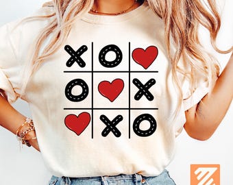 Valentine Tic Tac Toe PNG, Retro Heart Game Design, xoxo png, Valentine shirt png, Digital