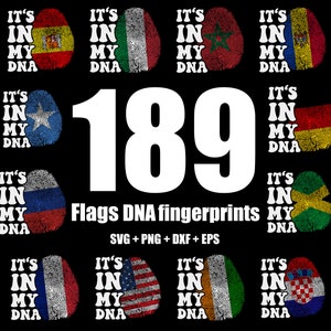 189 DESIGNS Bandiere DNA Impronte digitali Svg Bundle, Png, Dxf, Eps, è nel mio DNA Svg, Porto Rico Svg, Messico svg, Messico svg, bandiera americana Svg