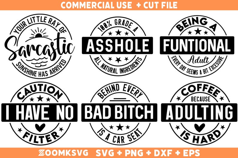 120 Funny SVG Bundle, Sarcastic SVG bundle, Sarcasm SVG, Sassy Svg, quotes shirts Png, Funny Mom Gift, Funny Dad Png, Silhouette, Cricut Svg image 4