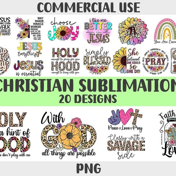 20 Christian designs png Bundle, Christian png for sublimation designs downloads for shirts Sunflowers Leopard Png Digital download files